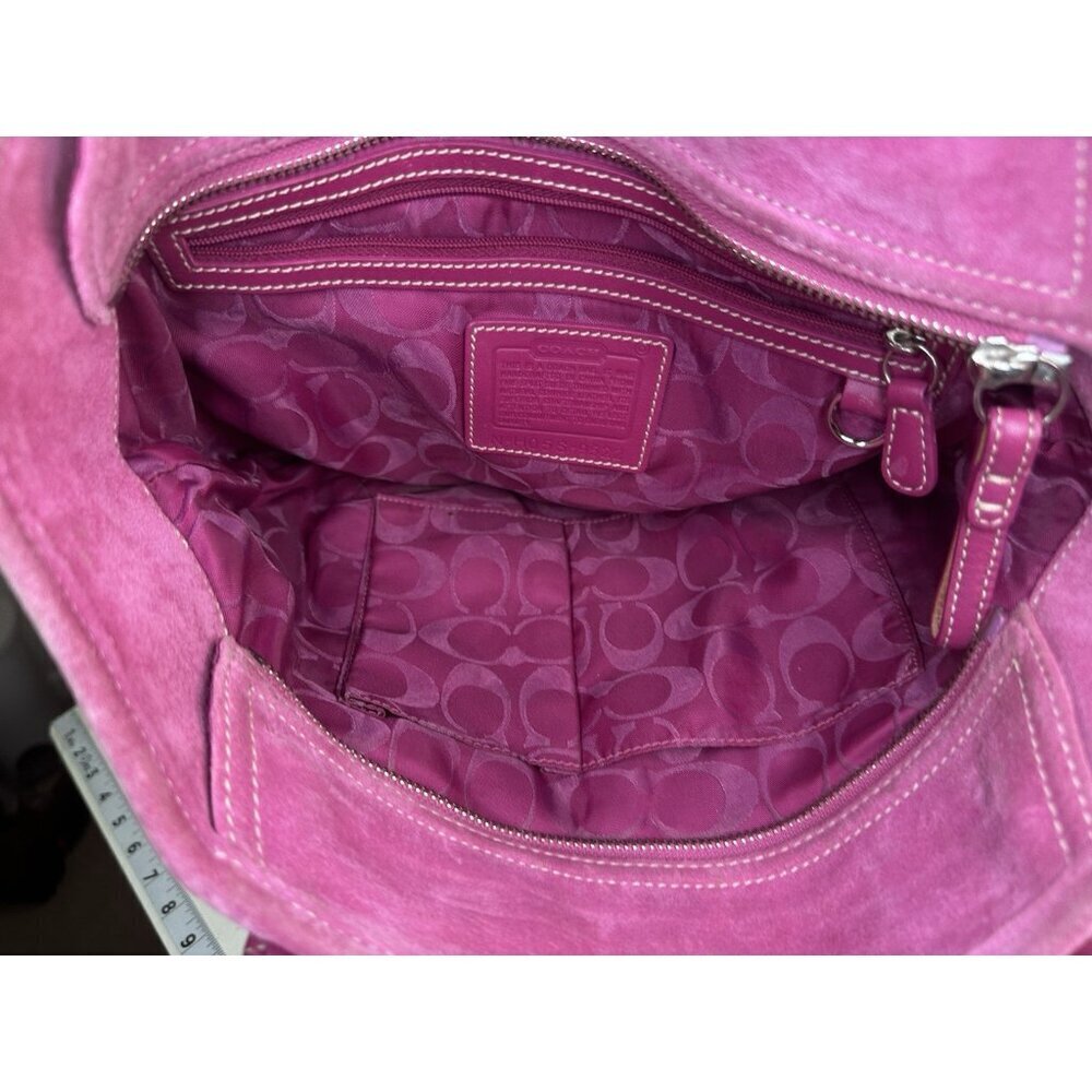 WORN / CLEANING Vintage Y2K Coach 9522 Soho Pink Suede Shoulder Bag Purse - Picture 10 of 12